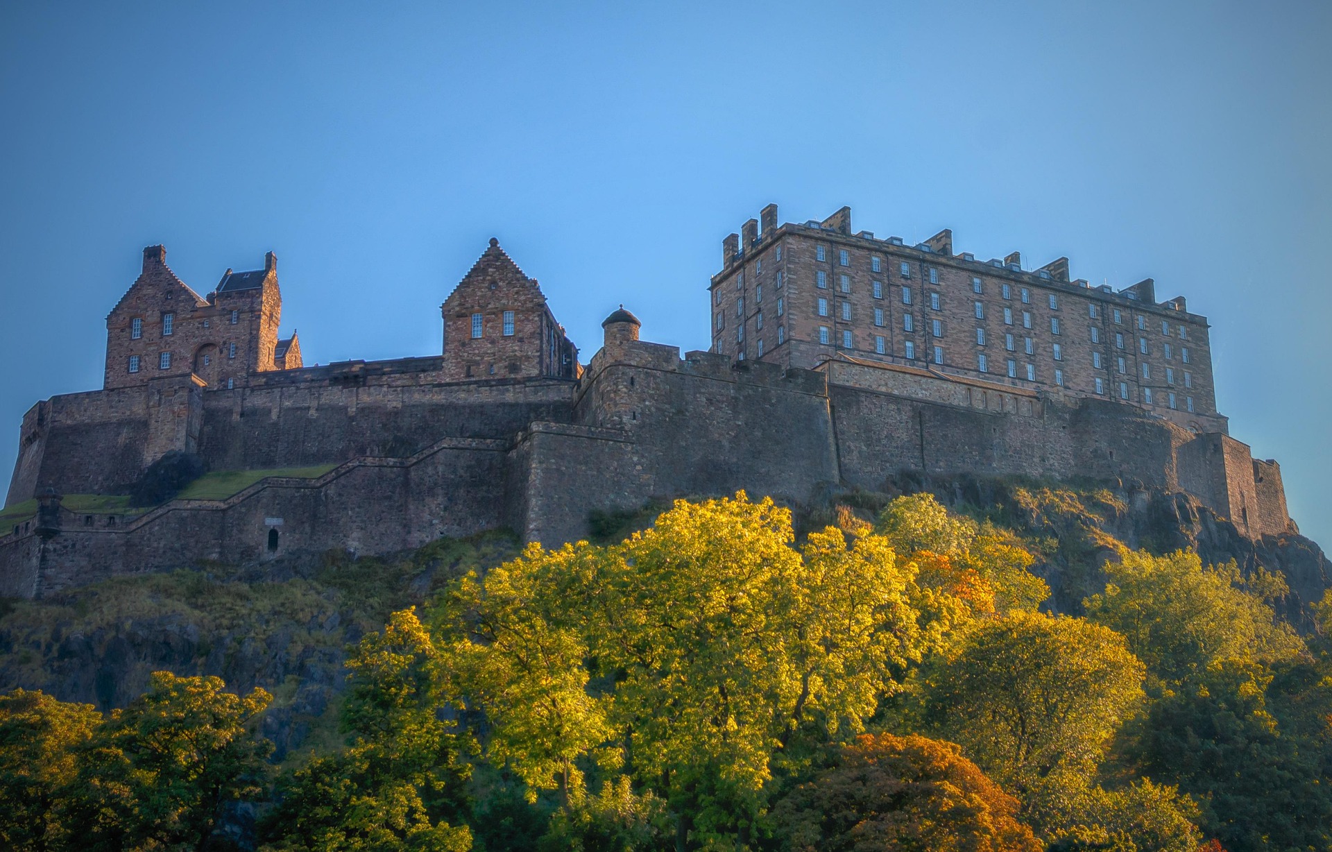 Edinburgh Castle above the city of Edinburgh in Scotland